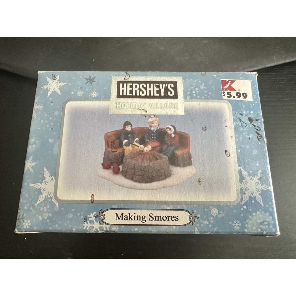 RARE 2001 Hershey's Holiday Village Making Smores Christmas Figurine IN BOX Coco